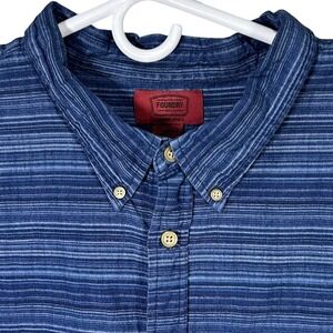 Foundry Button Down Shirt Young Men's 4XL‎ Pocket Short Sleeve Striped Blue